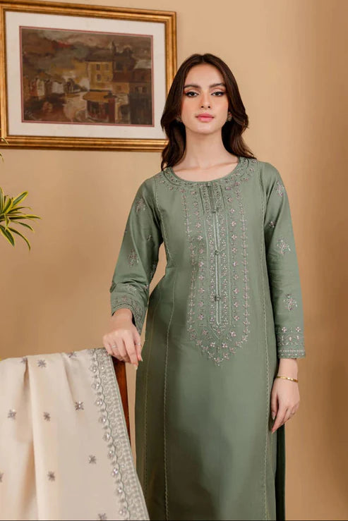 Batik Embroidery 3PC Dhanak Suit JCH-192