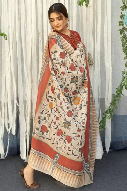 A Sling Heavy Embroidery 3PC Dhanak Suit JCH-066