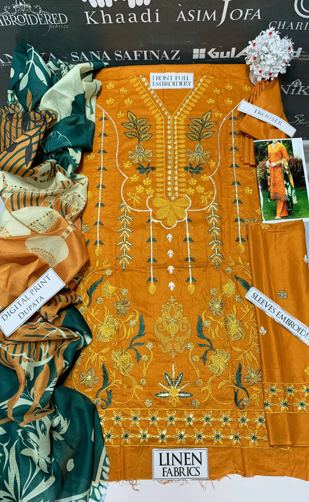 Ramsha Heavy Embroidery 3PC Linen Suit JCH-069
