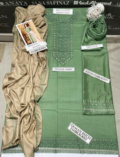Batik Embroidery 3PC Dhanak Suit JCH-192