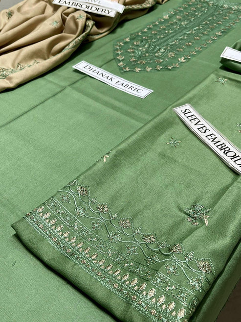Batik Embroidery 3PC Dhanak Suit JCH-192