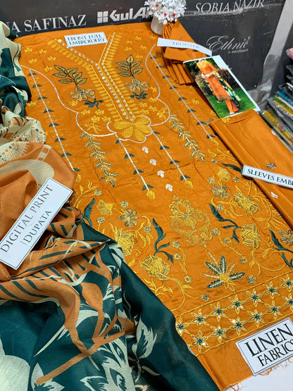Ramsha Heavy Embroidery 3PC Linen Suit JCH-069