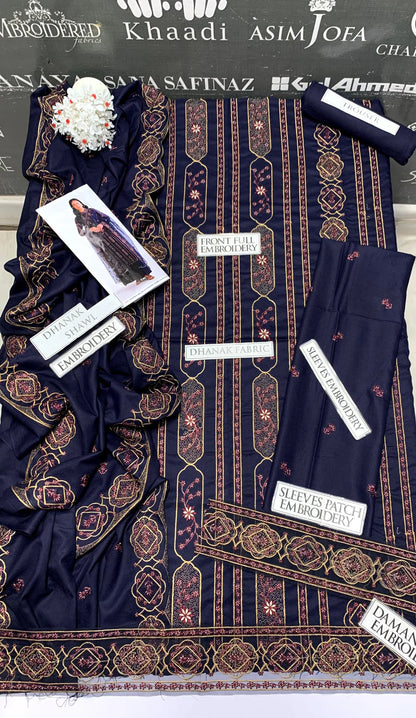 JCH-017 Kayseria Heavy Embroidery 3PC Dhanak Suit