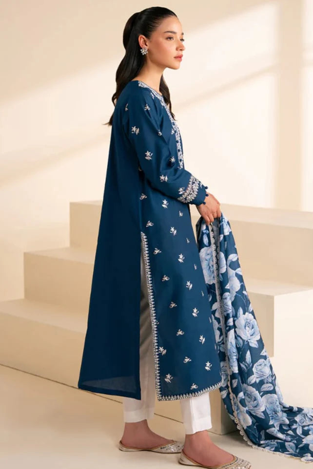 Cross Stich Heavy Embroidery 3PC Linen Suit JCH-045