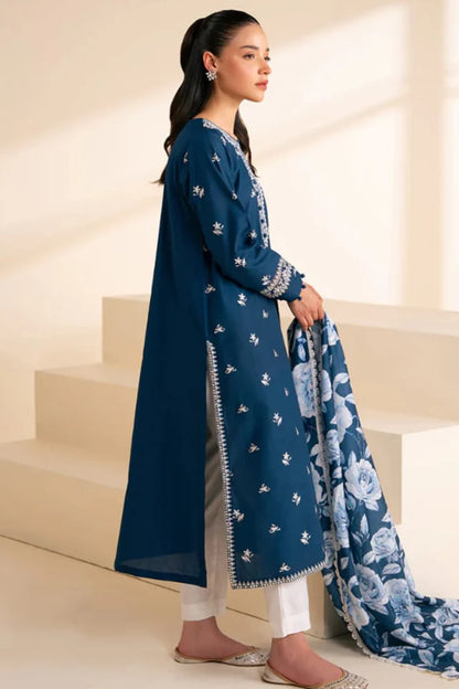 Cross Stich Heavy Embroidery 3PC Linen Suit JCH-045