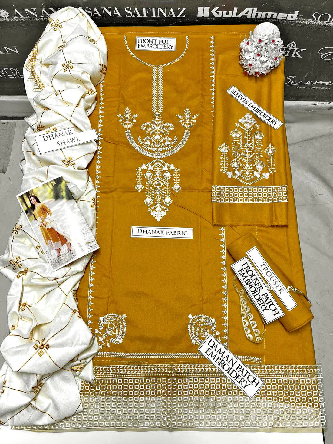 A Sling Embroidery 3PC Dhanak Suit JCH-076