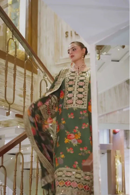 Aneelas Heavy Embroidery 3PC Silk Suit JCH-126