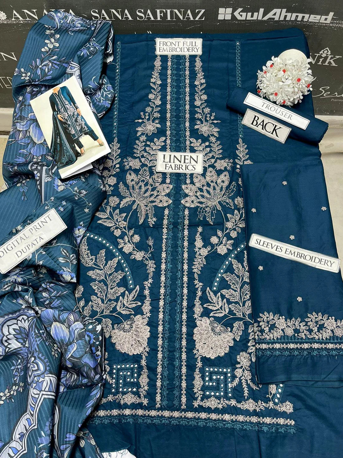 Maria B Heavy Embroidery 3PC Linen Suit JCH-068