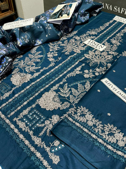 Maria B Heavy Embroidery 3PC Linen Suit JCH-068
