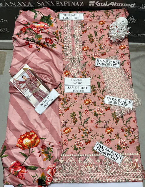 Zainab Chottani Embroidery 3PC Karandi Suit JCH-199