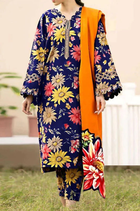 Zainab Chottani Embroidery 3PC Karandi Suit JCH-102