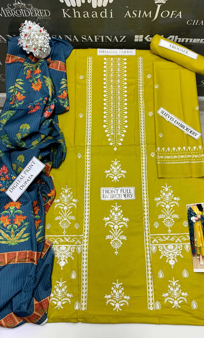 Urge Heavy Embroidery 3PC Dhanak Suit JCH-029