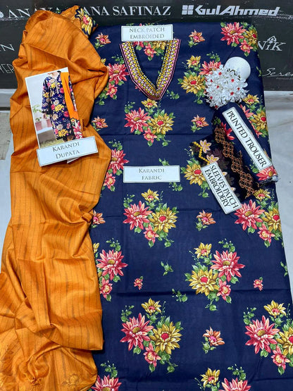 Zainab Chottani Embroidery 3PC Karandi Suit JCH-102