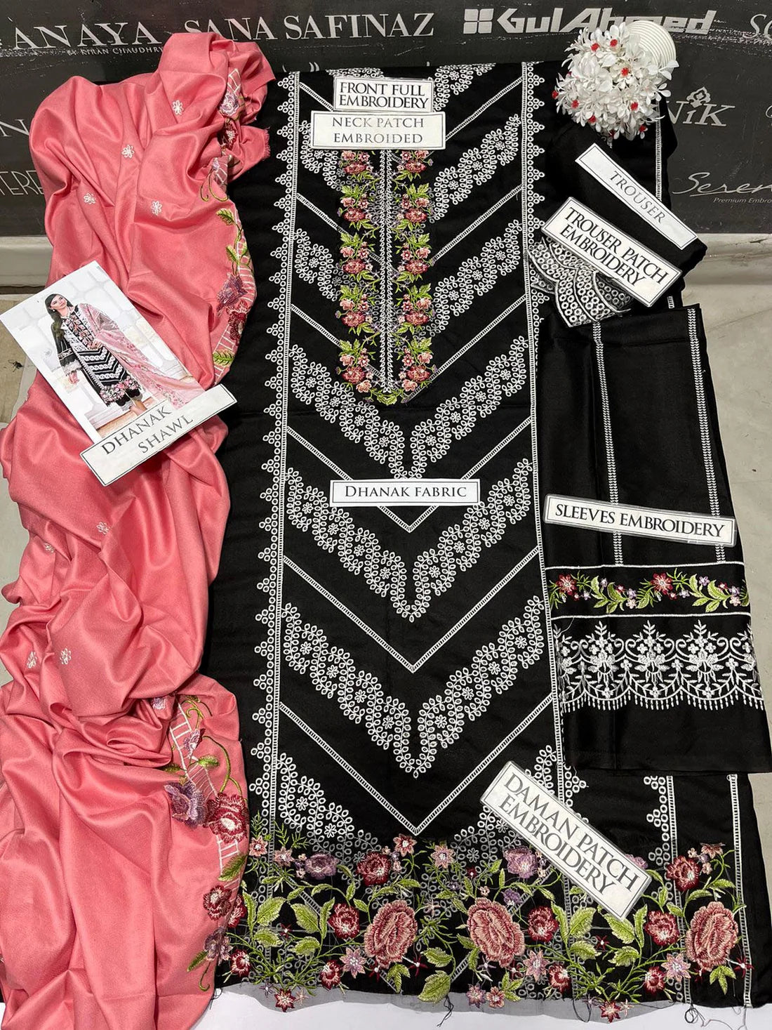 Crimson Heavy Embroidery 3PC Dhanak Suit JCH-115
