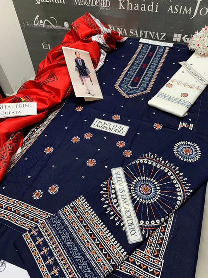 JCH-001 Jazmin Heavy Embroidery 3PC Linen Suit