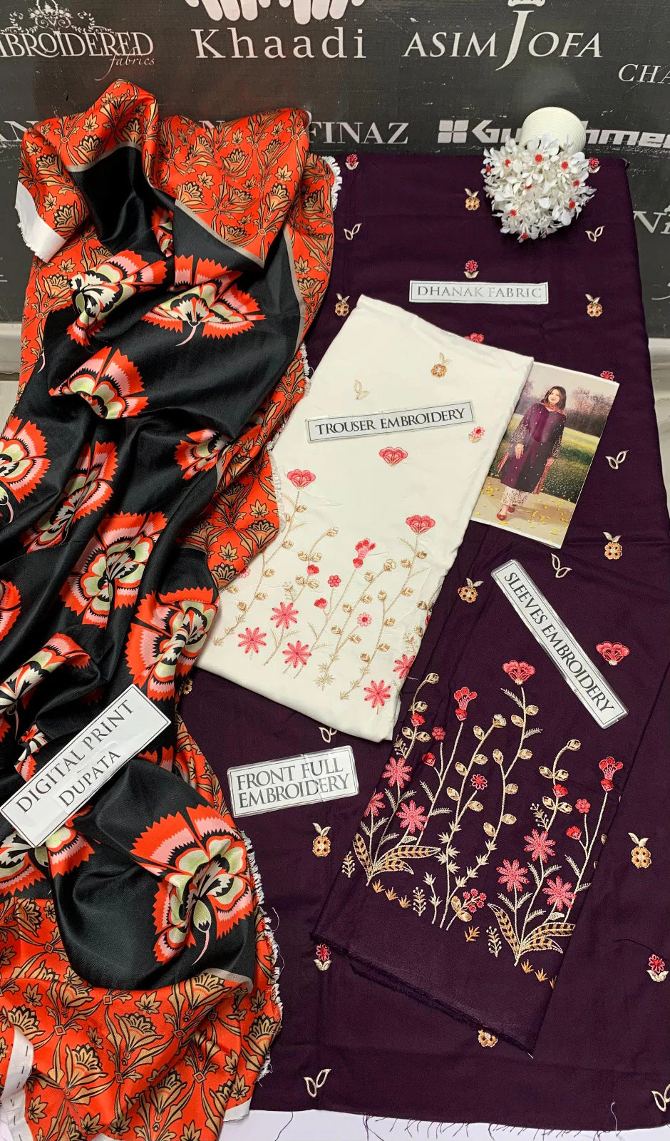 Urge Heavy Embroidery 3PC Dhanak Suit JCH-052