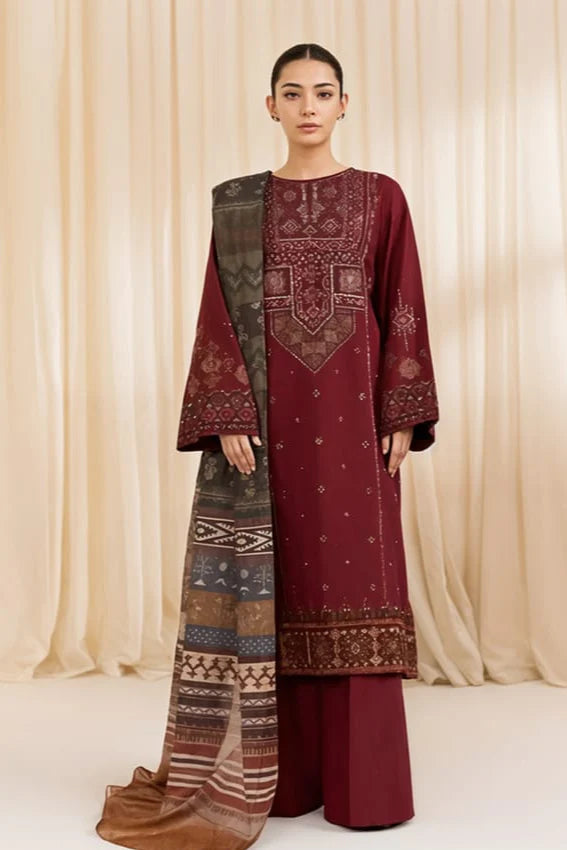 Sapphire Heavy Embroidery 3PC Dhanak Suit JCH-057