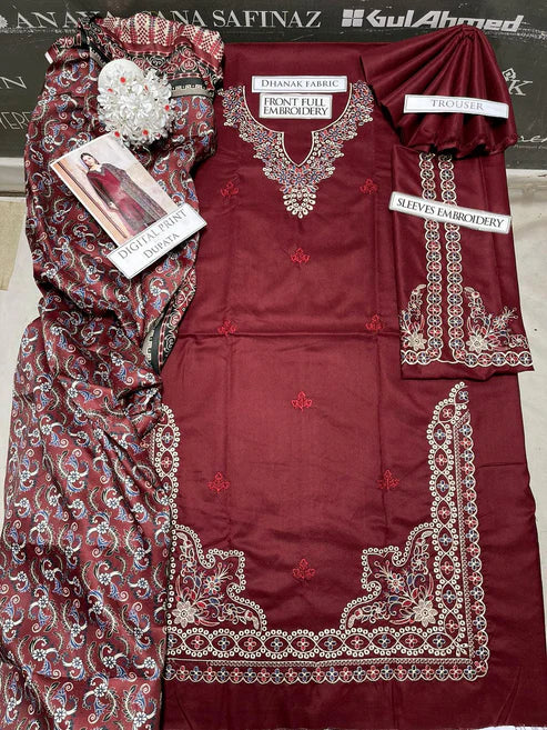 Izel Embroidery 3PC Dhanak Suit JCH-198