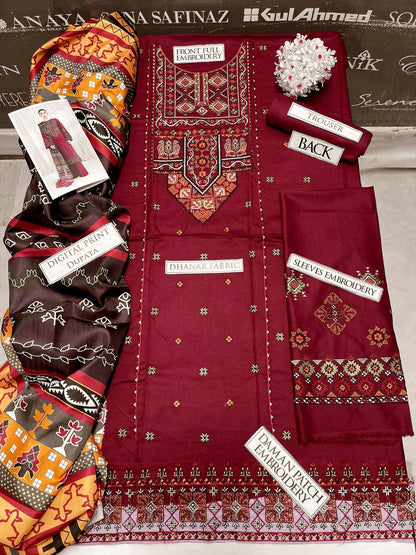 Sapphire Heavy Embroidery 3PC Dhanak Suit JCH-057