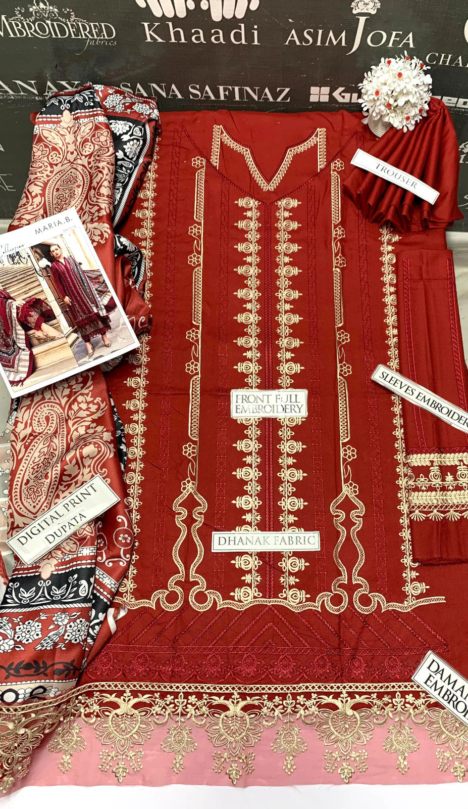 JCH-014 Maria B Heavy Embroidery 3PC Dhanak Suit