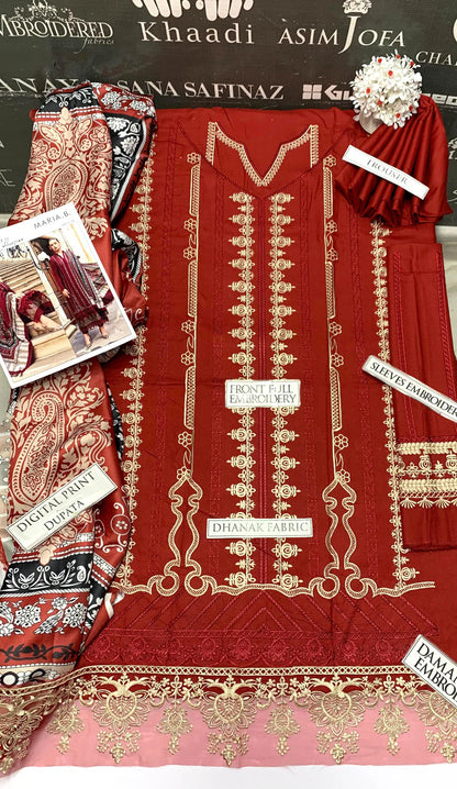 JCH-014 Maria B Heavy Embroidery 3PC Dhanak Suit