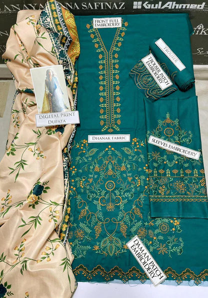 Zara Shah Jahan Embroidery 3PC Dhanak Suit JCH-121
