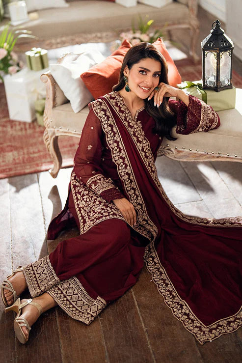 Azure Heavy Embroidery 3PC Dhanak Suit JCH-196