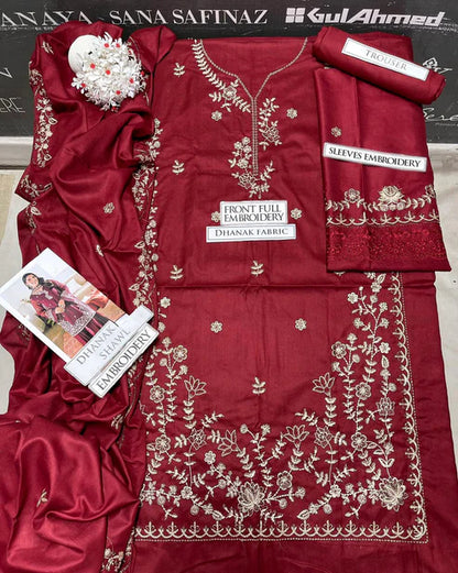Azure Heavy Embroidery 3PC Dhanak Suit JCH-196