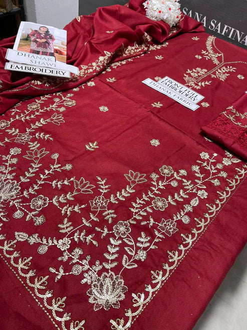 Azure Heavy Embroidery 3PC Dhanak Suit JCH-196