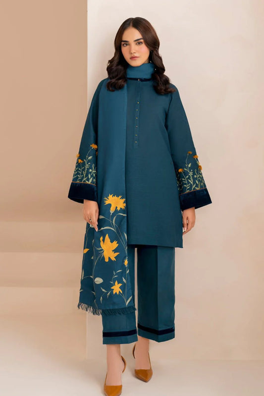 JCH-019 Baroque Heavy Embroidery 3PC Dhanak Suit