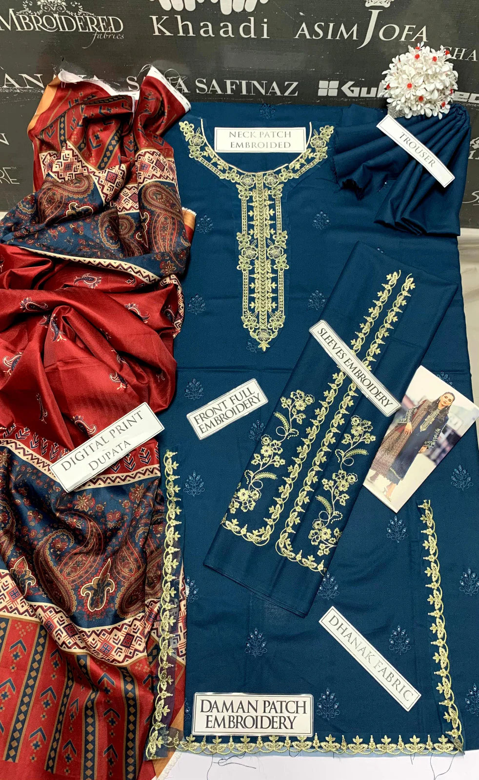 JCH-010 Izel Heavy Embroidery 3PC Dhanak Suit