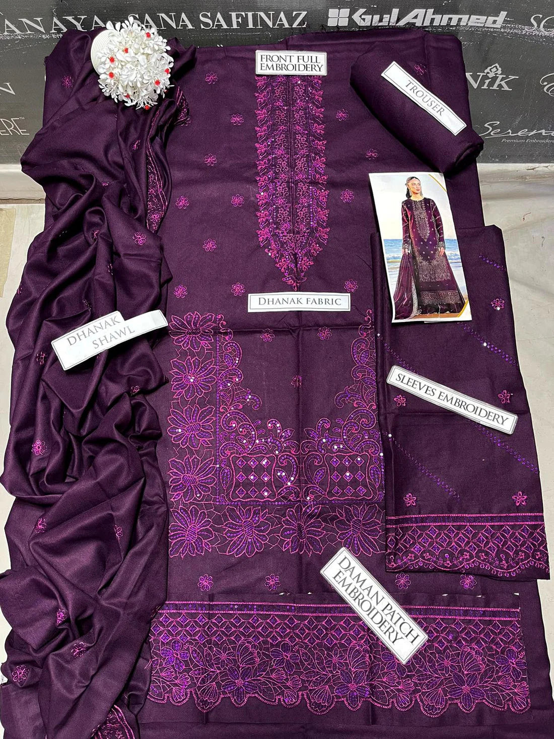 Izel Heavy Embroidery 3PC Dhanak Suit JCH-104