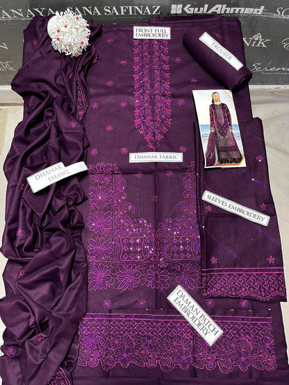 Izel Heavy Embroidery 3PC Dhanak Suit JCH-104