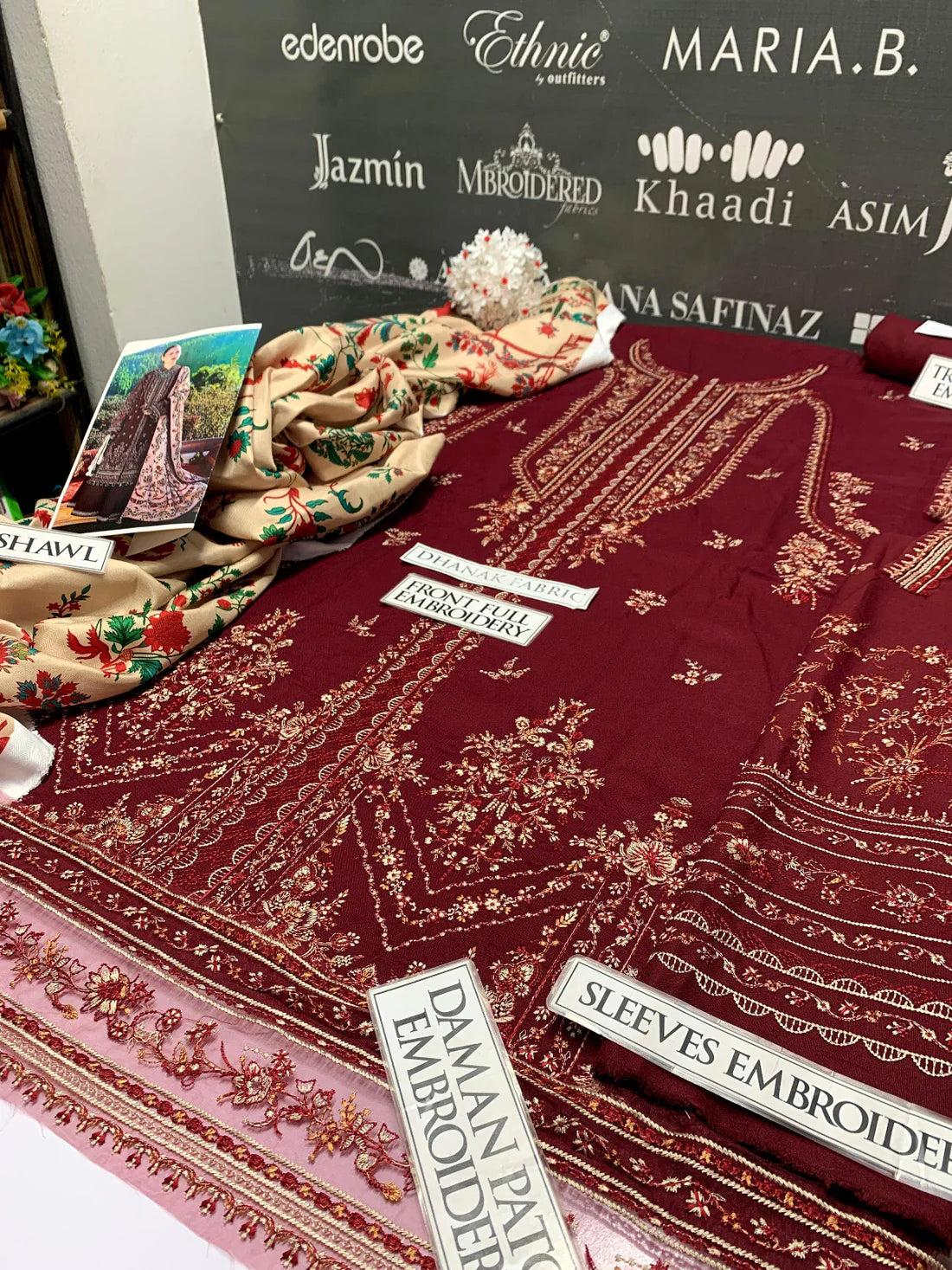 JCH-004 Hussain Rehar Heavy Embroidery 3PC Dhanak Suit