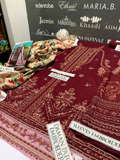 JCH-004 Hussain Rehar Heavy Embroidery 3PC Dhanak Suit
