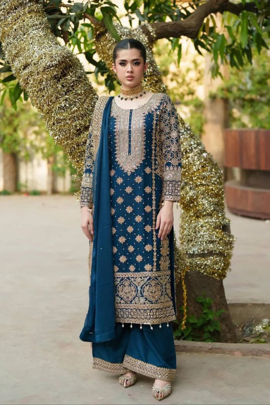 Rang Rasiya Heavy Embroidery 3PC Dhanak Suit JCH-106