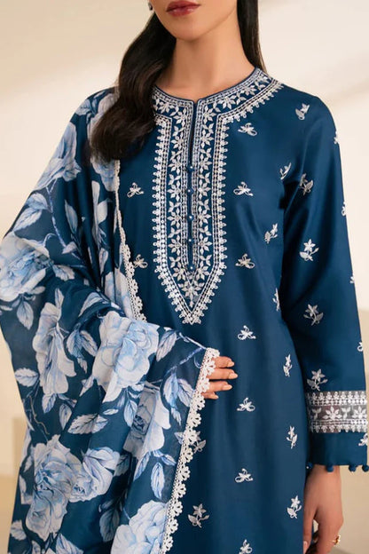 Cross Stich Heavy Embroidery 3PC Linen Suit JCH-045