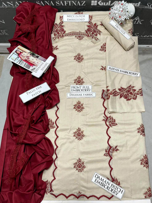 Umzay Embroidery 3PC Dhanak Suit JCH-194