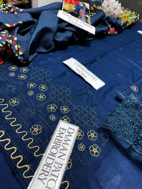 Jazmin Embroidery 3PC Dhanak Suit JCH-197
