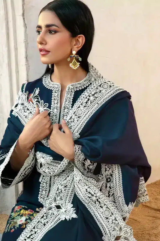 Crimson Heavy Embroidery 3PC Dhanak Suit JCH-043