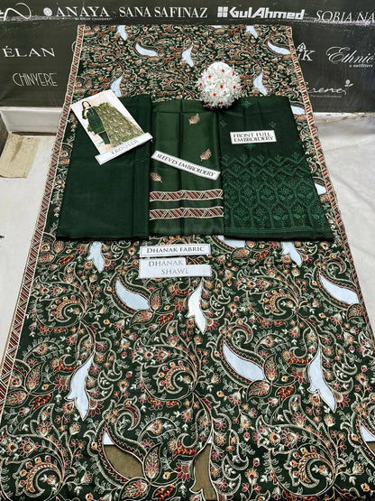 Bareeze Heavy Embroidery 3PC Dhanak Suit JCH-084