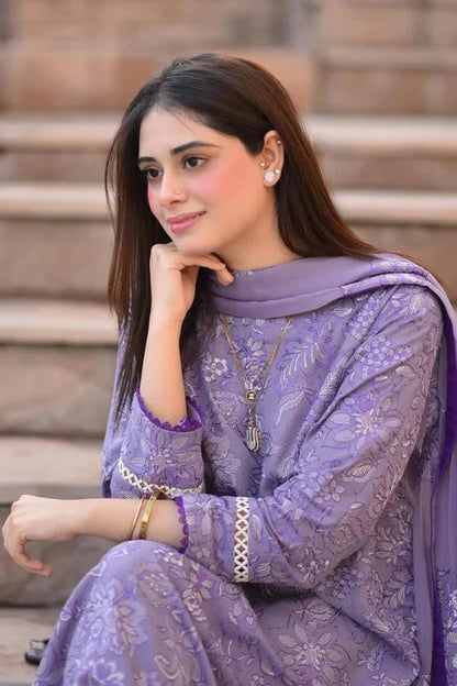 Nakoosh Heavy Embroidery 3PC Dhanak Suit JCH-195
