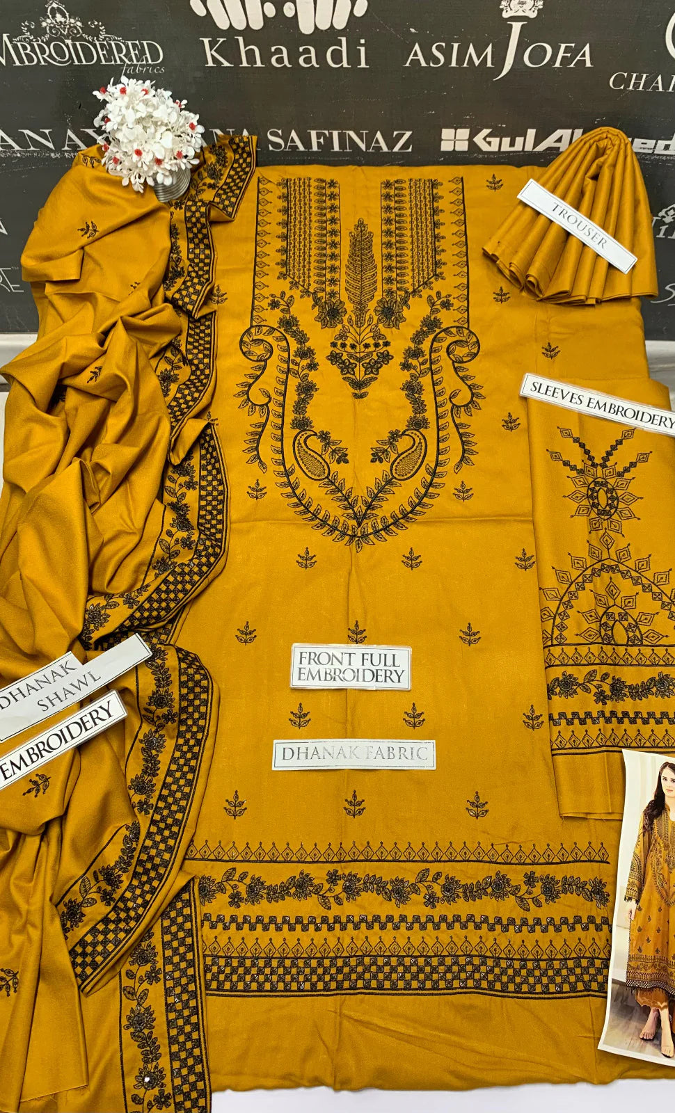 Nakoosh Heavy Embroidery 3PC Dhanak Suit JCH-054