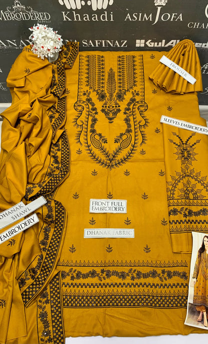Nakoosh Heavy Embroidery 3PC Dhanak Suit JCH-054