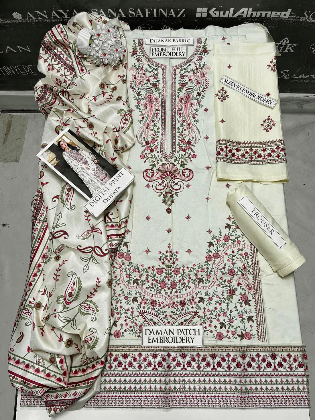 Asim Jofa Heavy Embroidery 3PC Dhanak Suit JCH-108