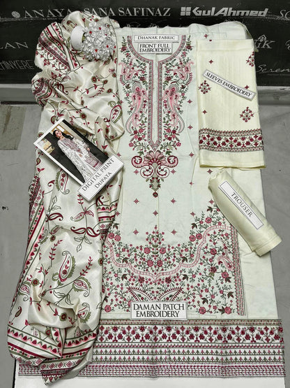 Asim Jofa Heavy Embroidery 3PC Dhanak Suit JCH-108