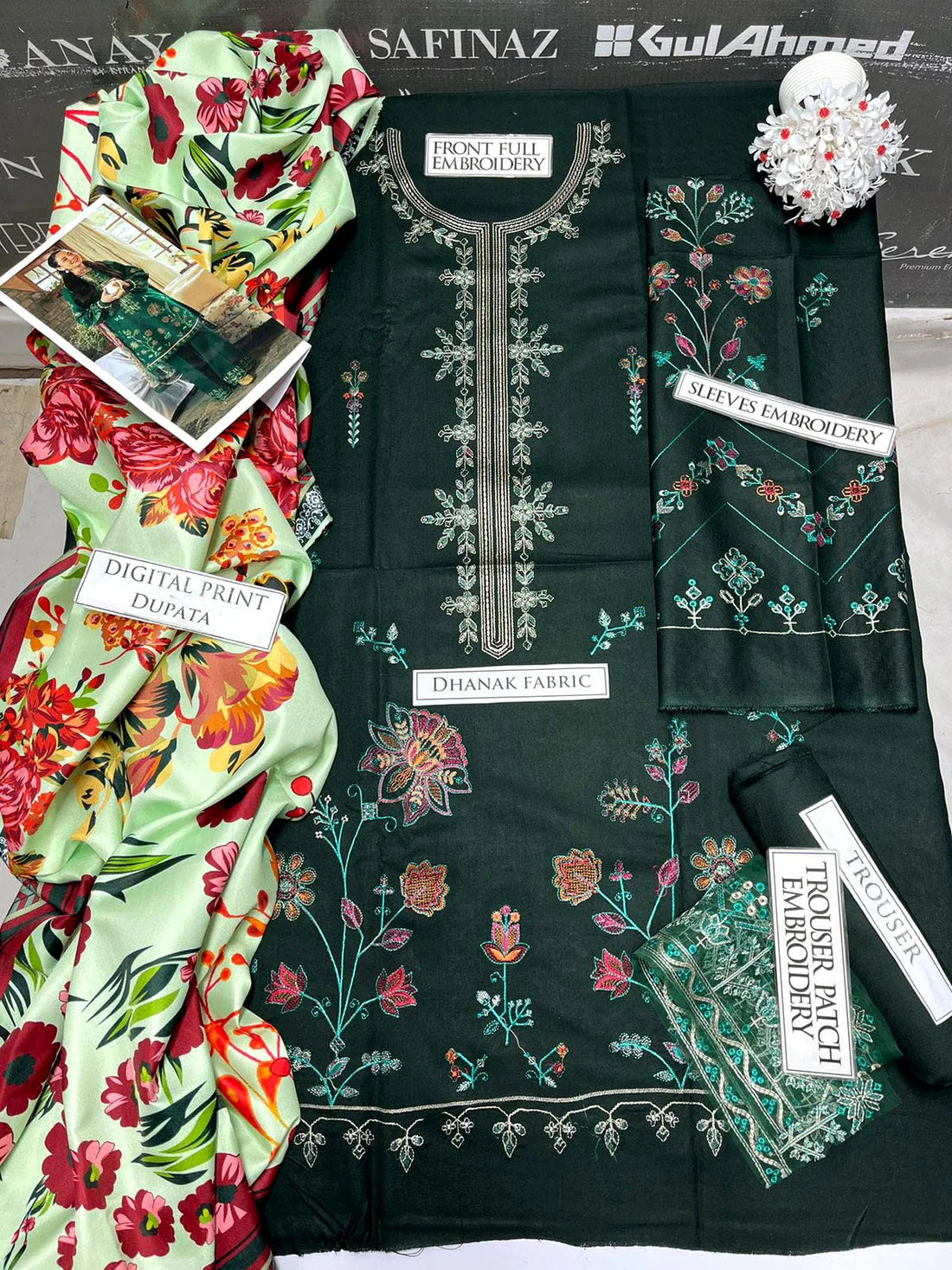 CoCo Heavy Embroidery 3PC Dhanak Suit JCH-083