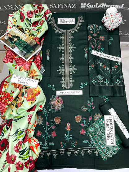 CoCo Heavy Embroidery 3PC Dhanak Suit JCH-083