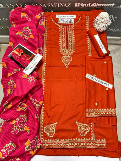 Zara Shah Jahan Embroidery 3PC Dhanak Suit JCH-165