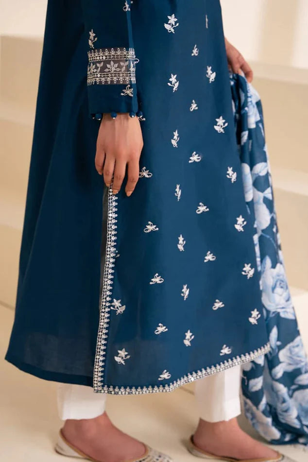 Cross Stich Heavy Embroidery 3PC Linen Suit JCH-045